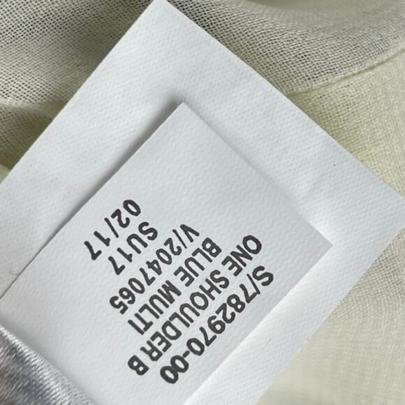 NWT Banana Republic One-Shoulder Bow Sheath Dress Womens Sz 10 Blue Ivory Stripe - Picture 11 of 11